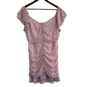 She+Sky off the shoulder light mauve ruched body con dress women size L